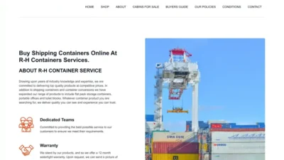 Screenshot of Container scam website "R-hcontainerservice.com"