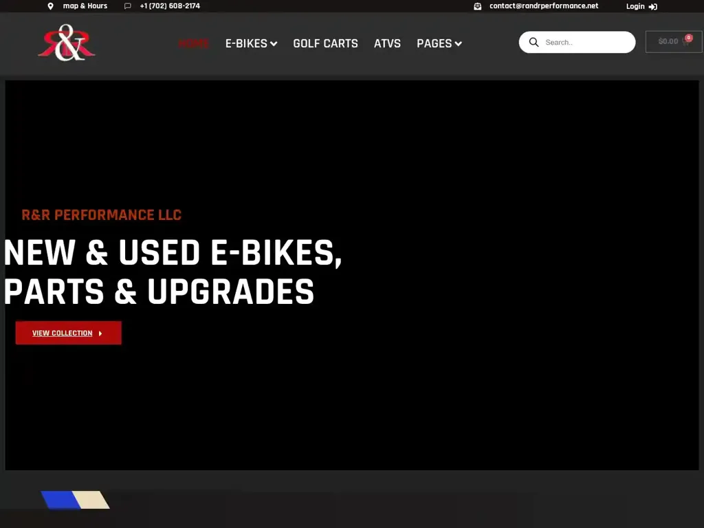 Screenshot of Non-Delivery scam website "E-Bikes | Golf Carts & ATV Dealer"