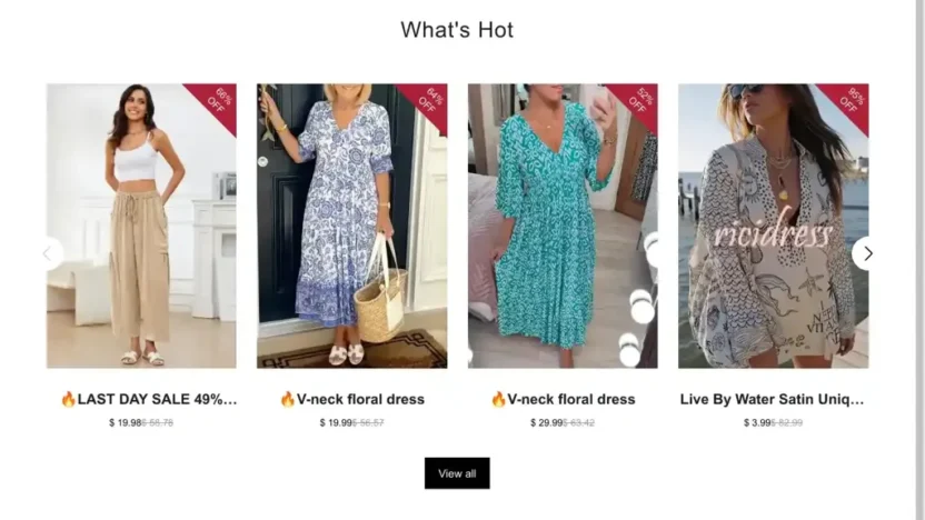 Screenshot of Non-Delivery scam website "Riciurban.com"