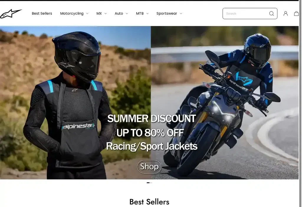 Screenshot of Non-Delivery scam website "Ridegearonline.com"