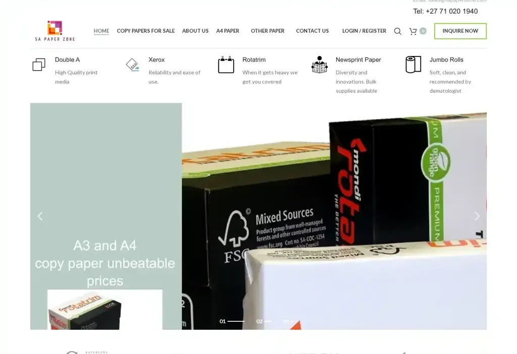 Screenshot of Commodity scam website "Sapaperzone.com"