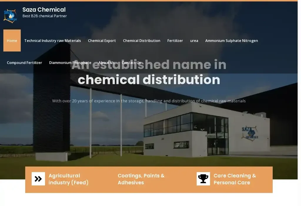 Screenshot of Non-Delivery scam website "Sazachemicals.org"