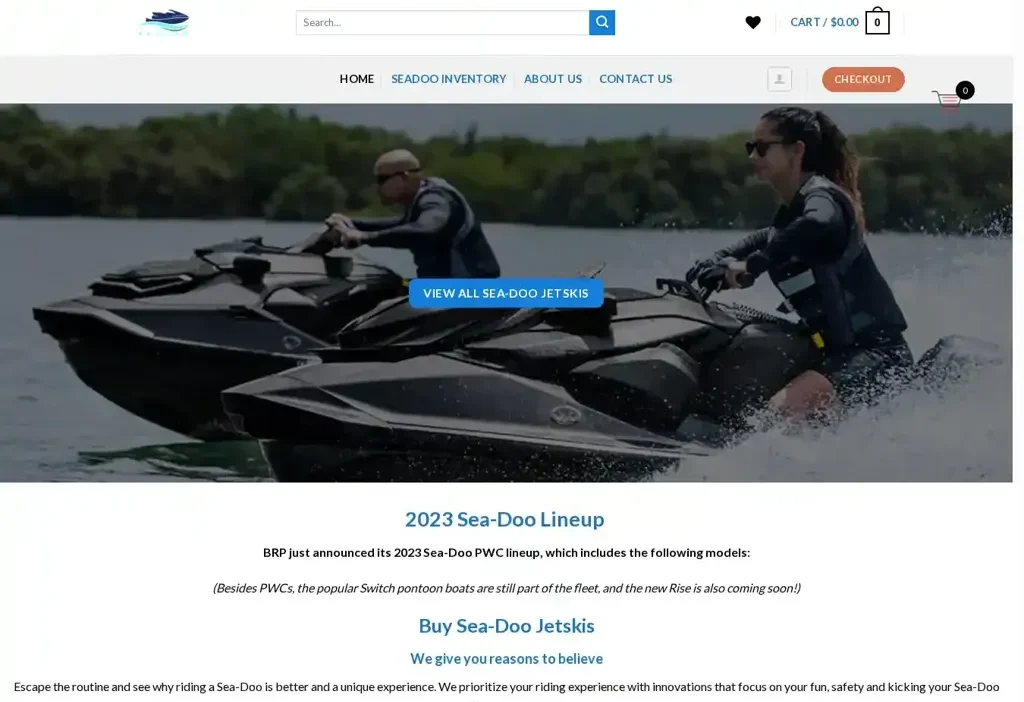 Screenshot of Non-Delivery scam website "Sea-doojetskis.com"