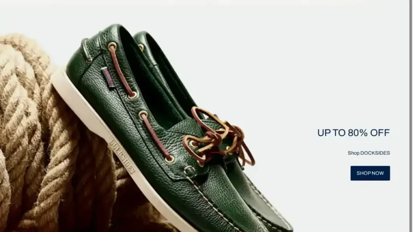 Screenshot of Non-Delivery scam website "Sebagoshoes.shop"