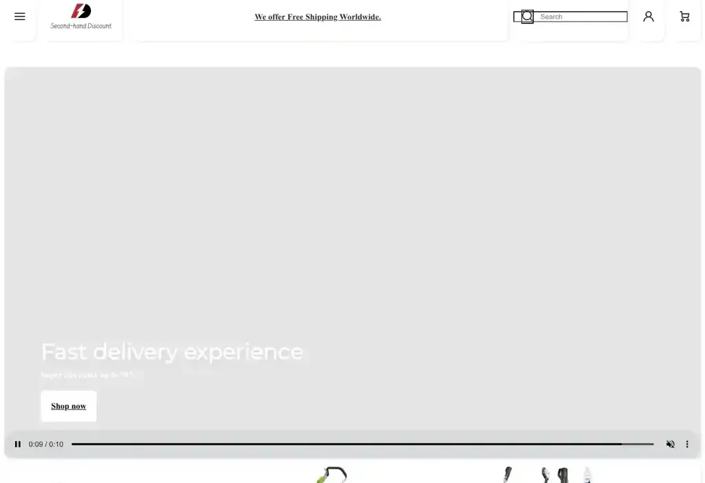 Screenshot of Non-Delivery scam website "Secondehand.online"