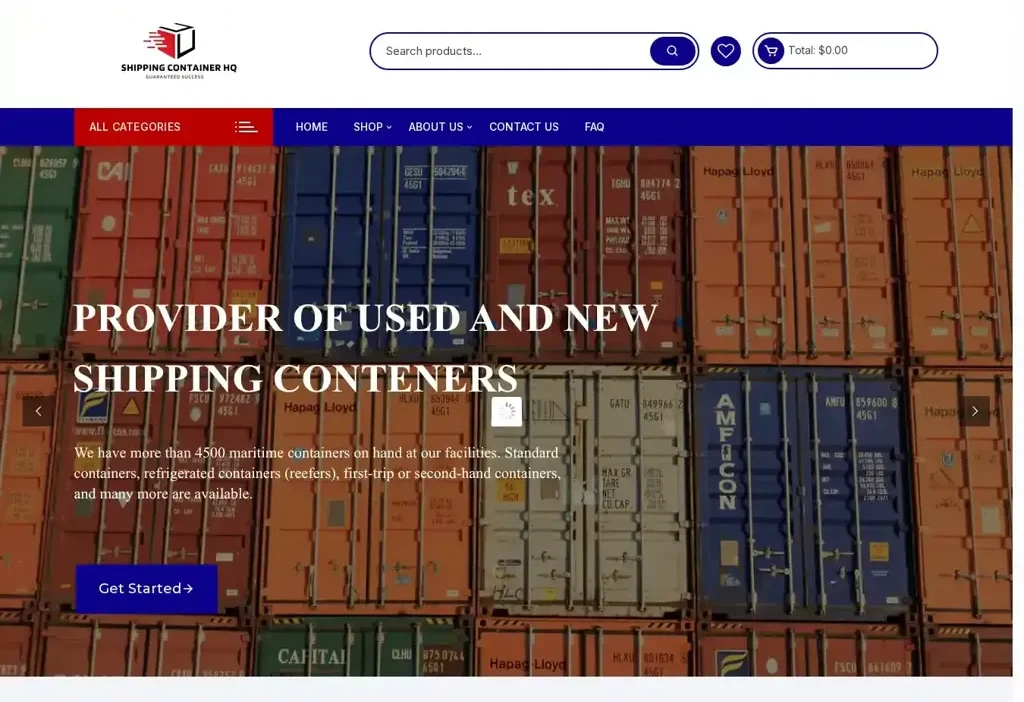 Screenshot of Non-Delivery scam website "Shenzhenshippingcontainers.com"