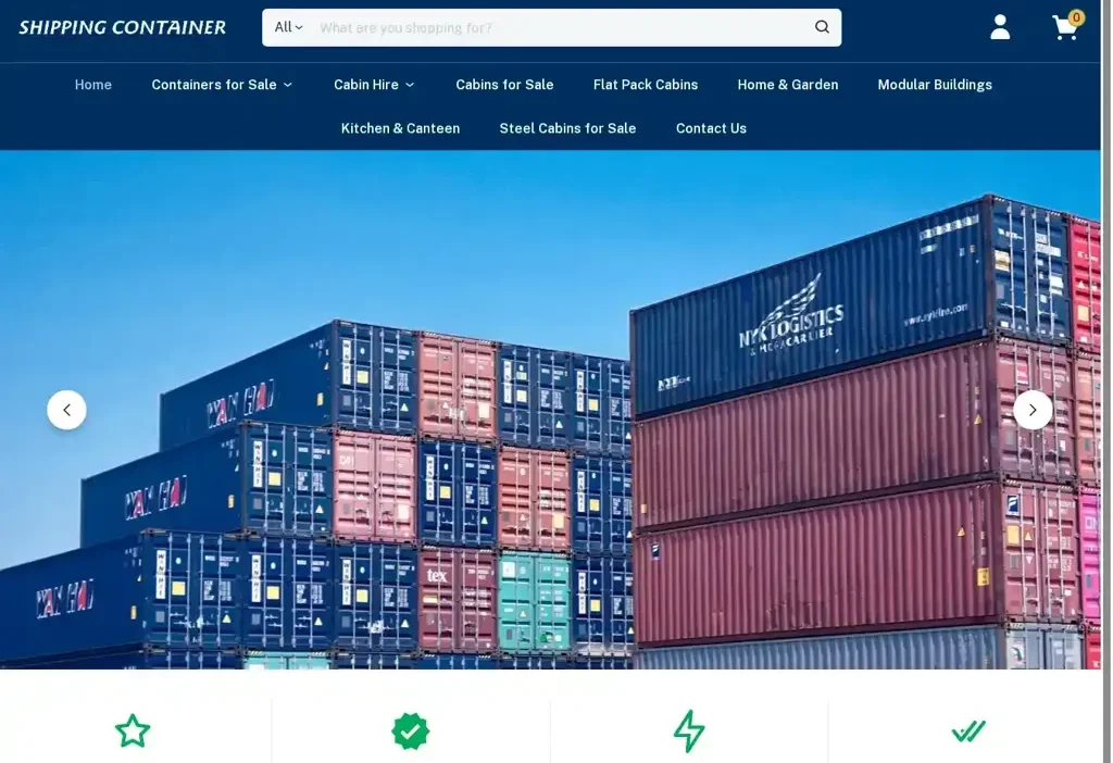 Screenshot of Non-Delivery scam website "Shippingcontainersglobe.shop"