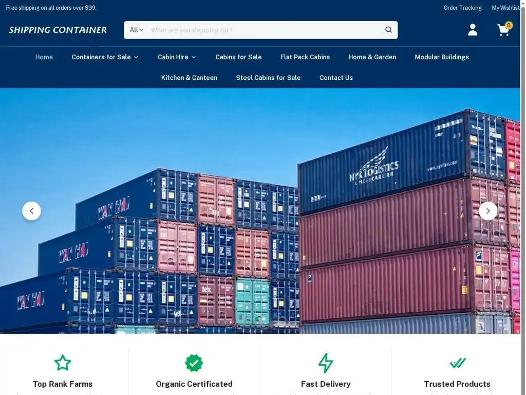 Screenshot of Non-Delivery scam website "shippingcontainersglobe"