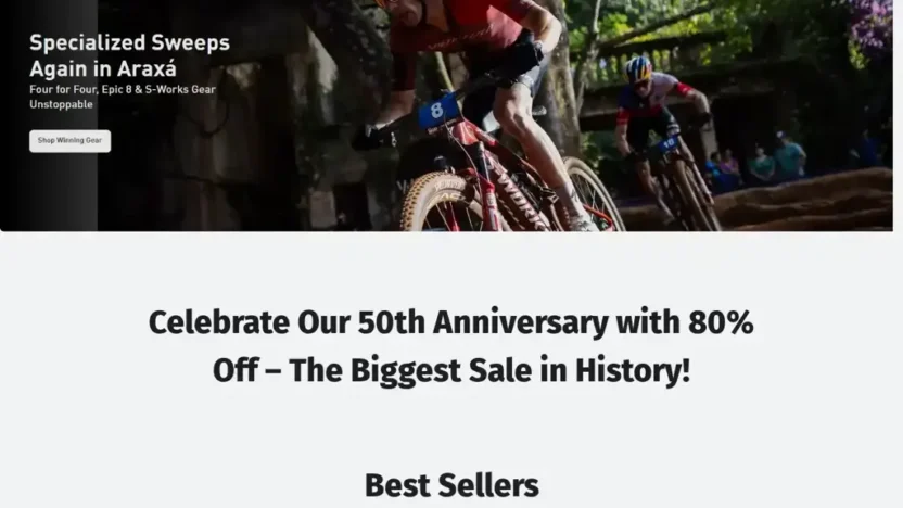 Screenshot of Non-Delivery scam website "Specialized-bicycle.com"