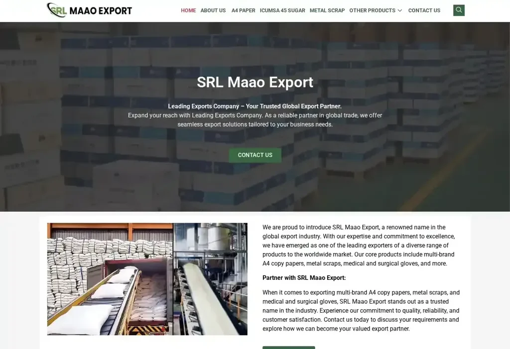 Screenshot of Non-Delivery scam website "Srlmexport.com"