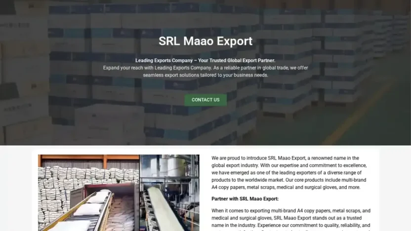 Screenshot of Non-Delivery scam website "Srlmexport.com"