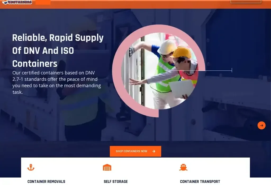 Screenshot of Container scam website "Standardshippingcontainers.com"