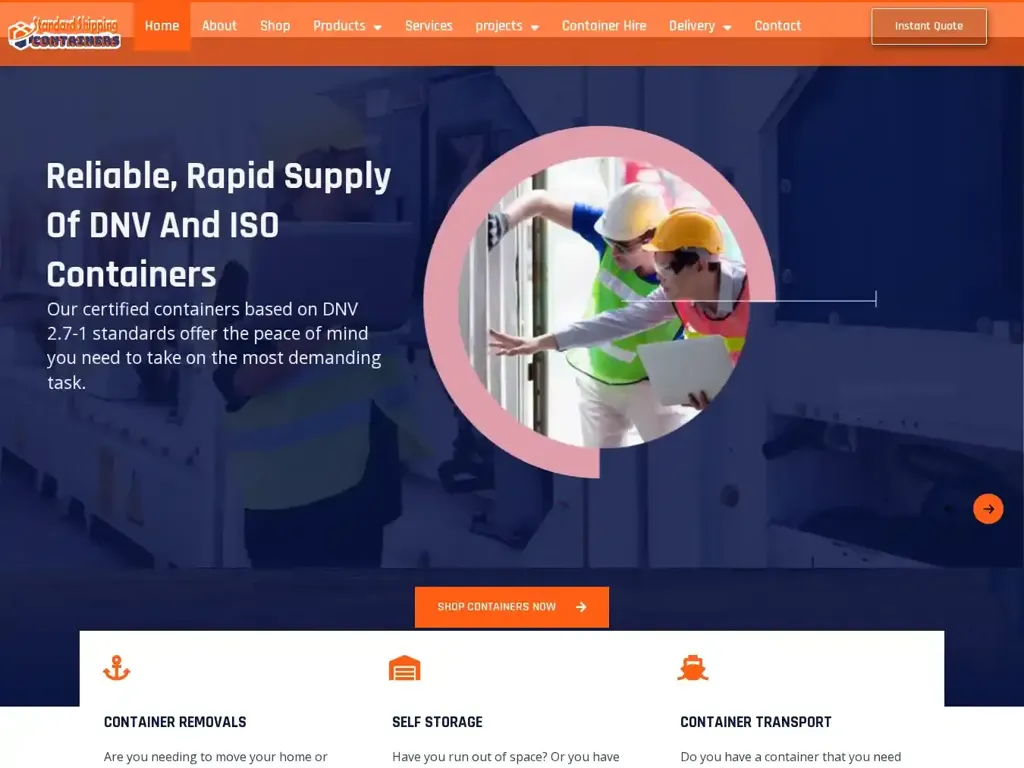 Screenshot of Container scam website "Standard Shipping Containers – Hire, Buy shipping containers & conversions"