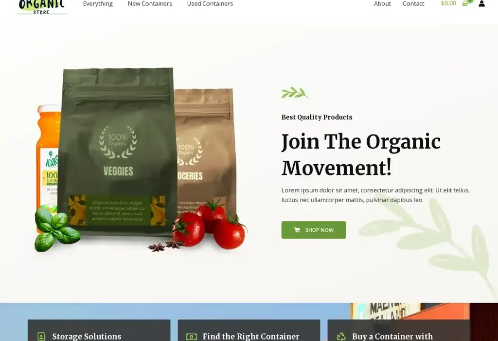 Screenshot of Non-Delivery scam website "Steelbaycontainers.com"