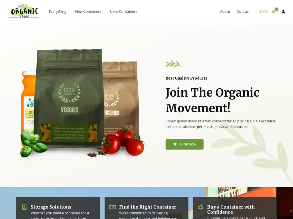 Screenshot of Non-Delivery scam website "Home - Steel Bay Containers"