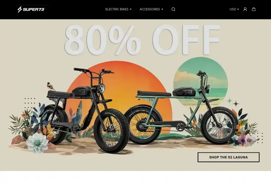 Screenshot of Non-Delivery scam website "Super73us.shop"