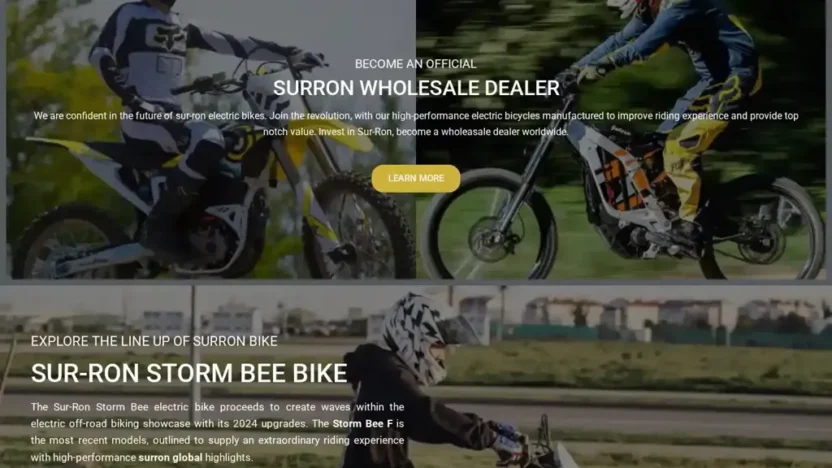 Screenshot of Non-Delivery scam website "Sur-ronbike.xyz"