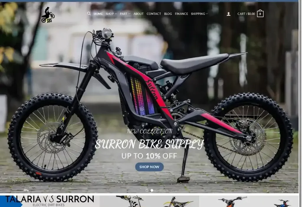 Screenshot of Non-Delivery scam website "Surronbikesupply.com"
