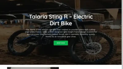 Screenshot of Non-Delivery scam website "Talariadirtbike.com"