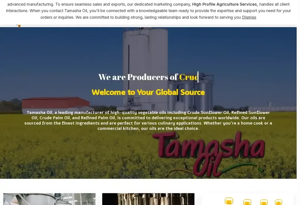 Screenshot of Non-Delivery scam website "Tamashaoil.com"