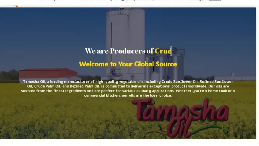 Screenshot of Non-Delivery scam website "Tamashaoil.com"