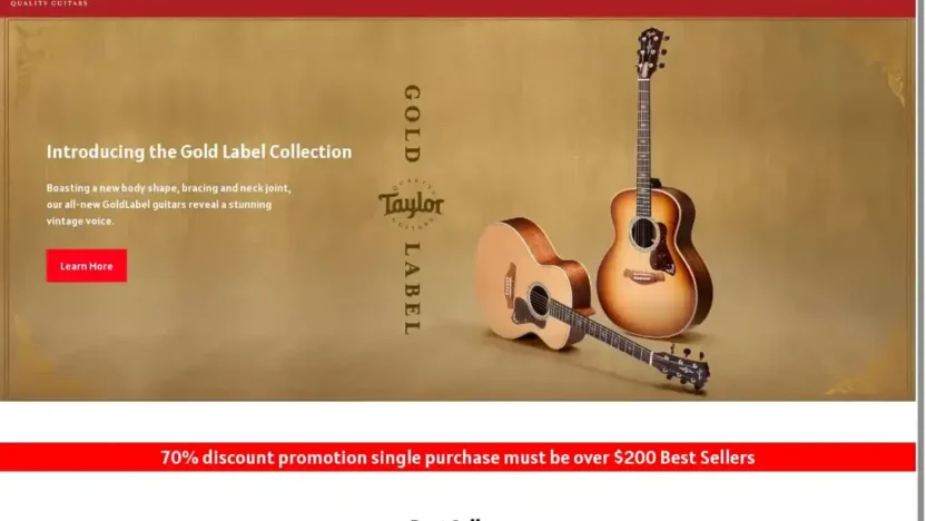 Screenshot of Non-Delivery scam website "Taylorguitars-eu.com"