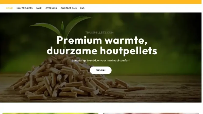 Screenshot of Non-Delivery scam website "Thuispellets.com"