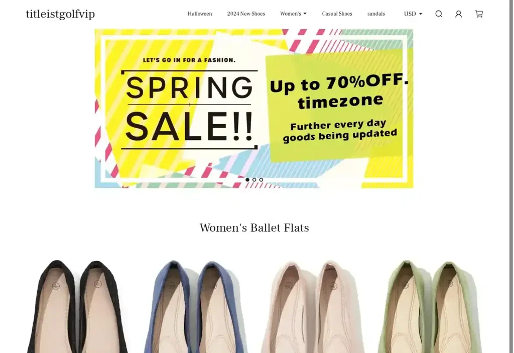 Screenshot of Non-Delivery scam website "Titleistgolfvip.com"