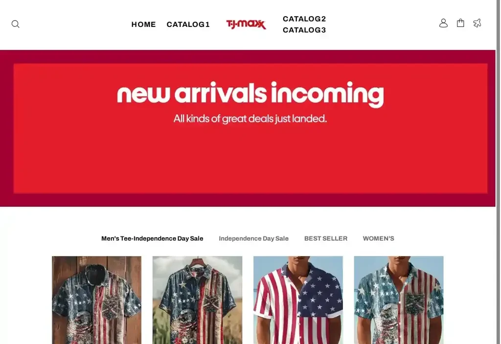 Screenshot of Non-Delivery scam website "Tjmoxx-onlineshop.com"