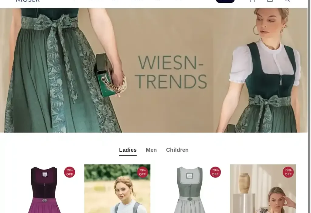 Screenshot of Non-Delivery scam website "Trachten-sale.com"