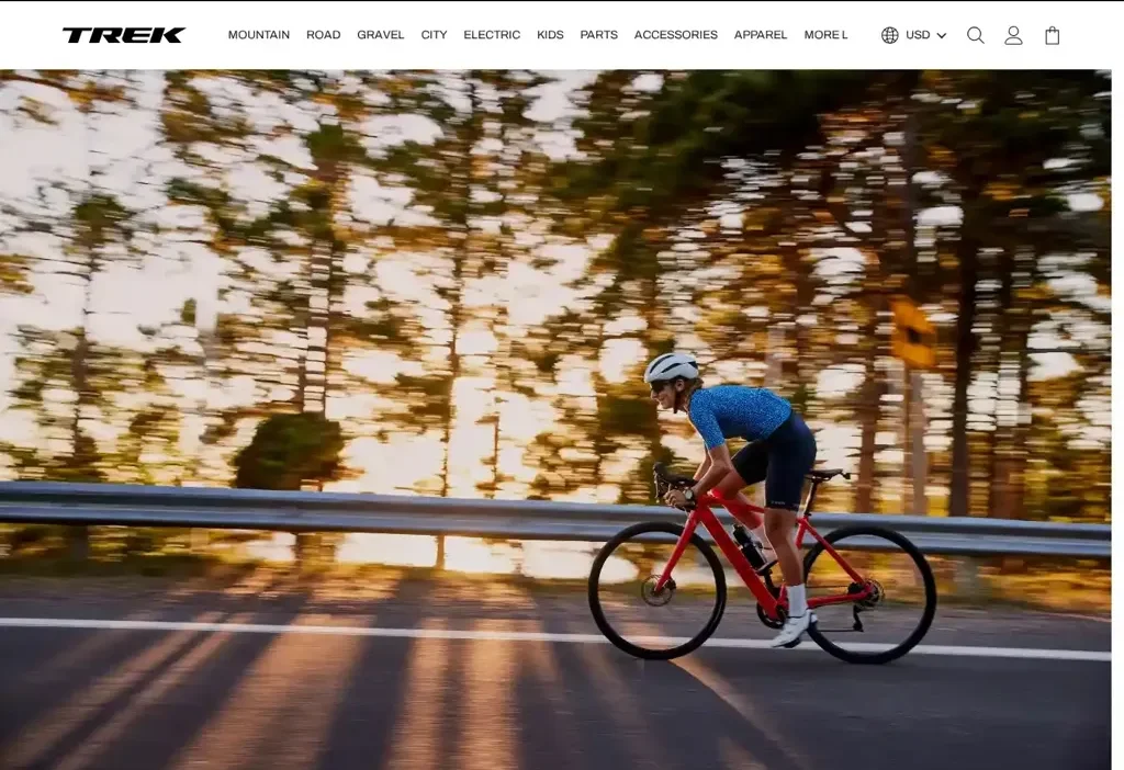 Screenshot of Non-Delivery scam website "Trek-sale-us.shop"