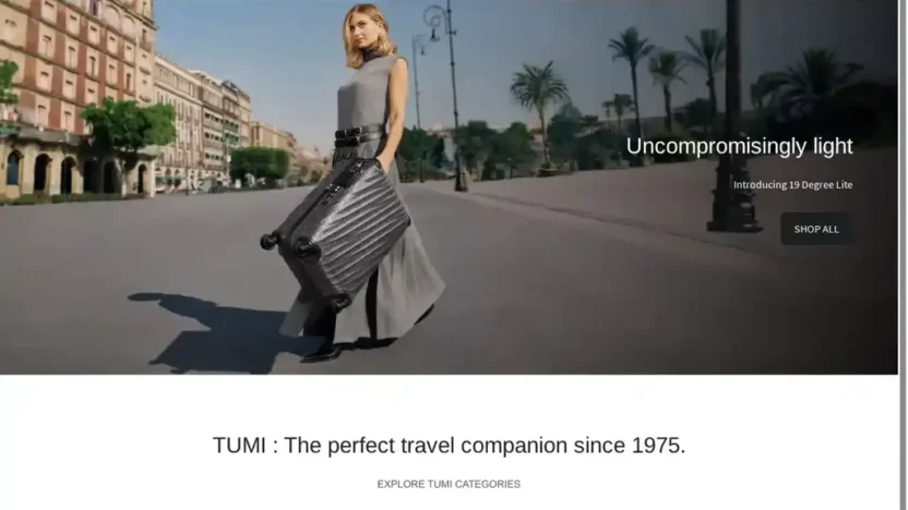 Screenshot of Non-Delivery scam website "Tumi-hot.com"