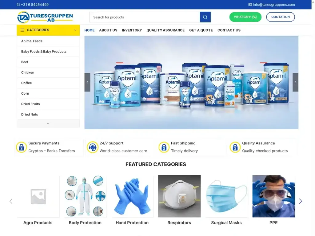 Screenshot of Non-Delivery scam website "Turesgruppen AB"