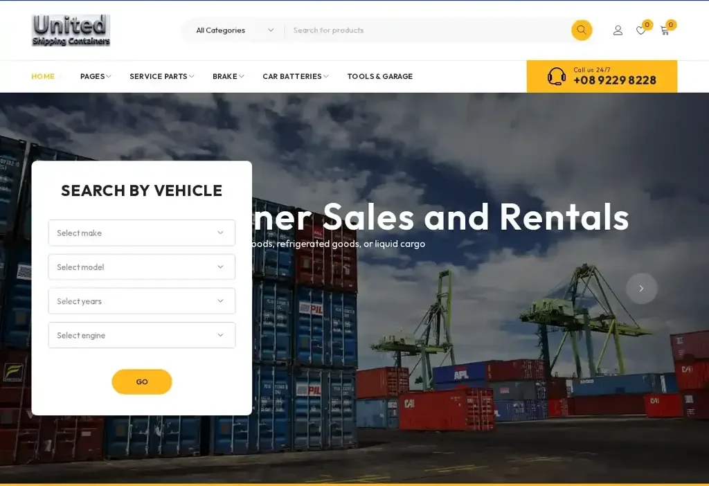 Screenshot of Container scam website "Unitedshippingcontainers.com"