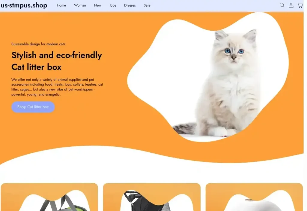 Screenshot of Non-Delivery scam website "Us-stmpus.shop"