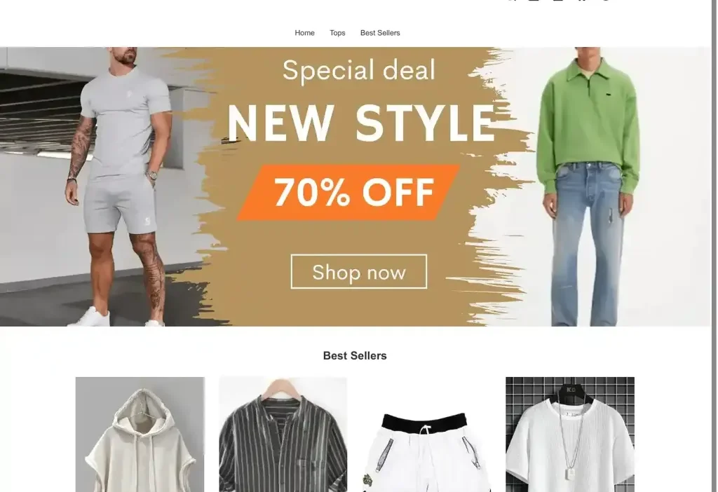 Screenshot of Non-Delivery scam website "Usheydudesale.com"