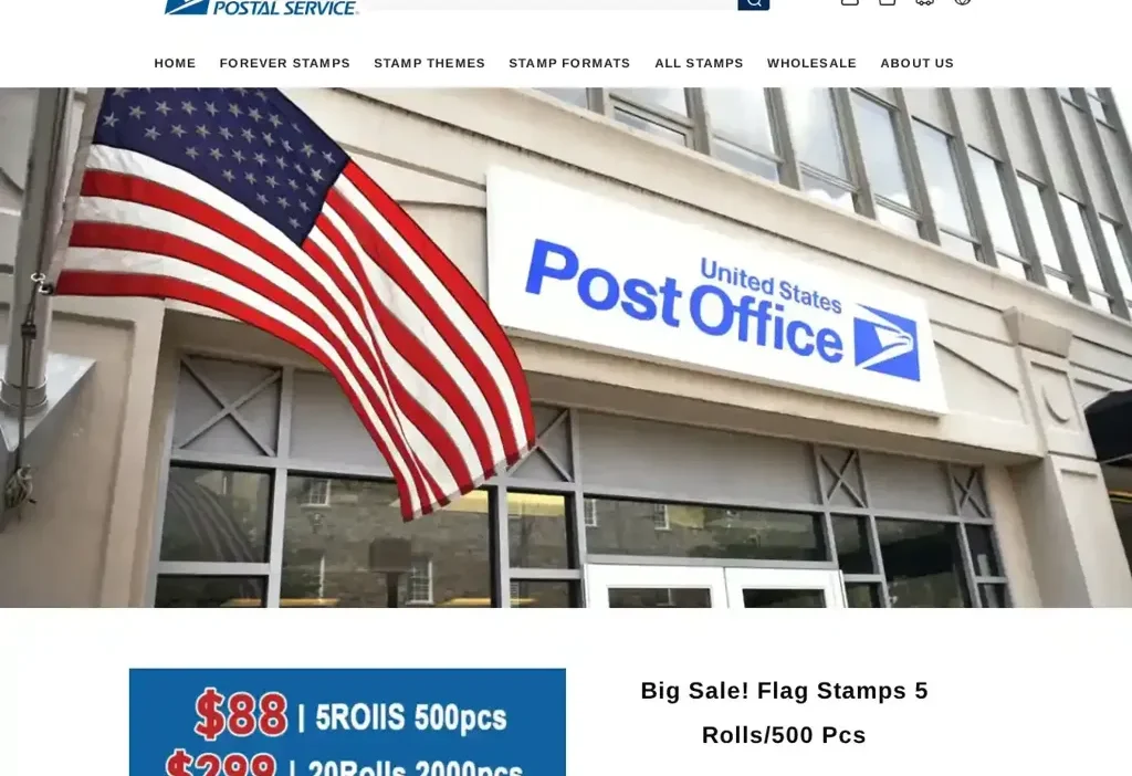 Screenshot of Non-Delivery scam website "Uspsstampu.com"