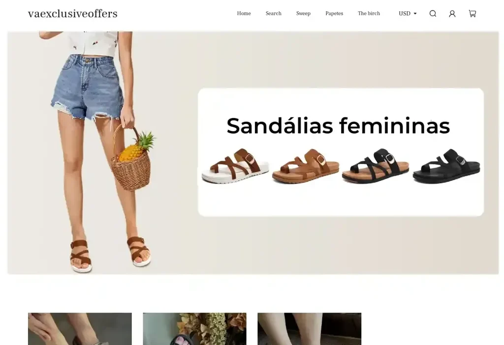 Screenshot of Non-Delivery scam website "Vaexclusiveoffers.top"