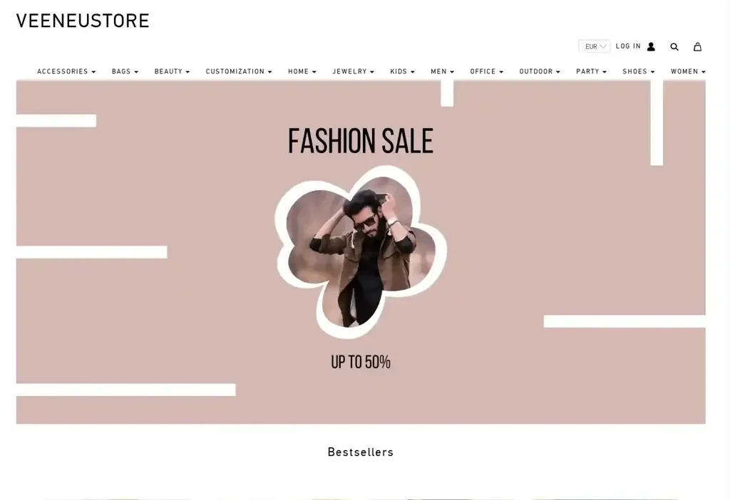 Screenshot of Non-Delivery scam website "Veeneustore.com"