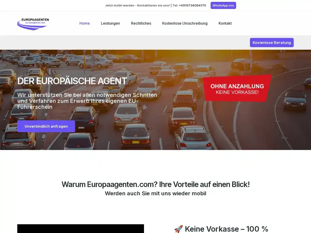 Screenshot of Non-Delivery scam website "D.E.A – DER EUROPÄISCHE AGENT"
