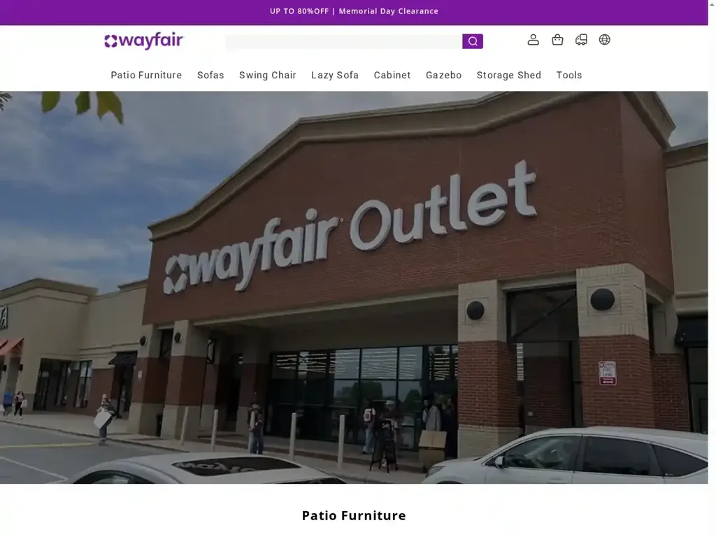 Screenshot of Non-Delivery scam website "Wayfair Furniture Outlet"