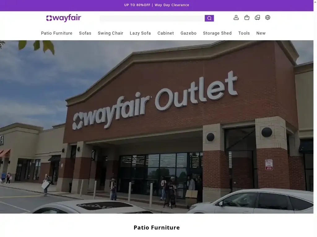 Screenshot of Non-Delivery scam website "wayfair furniture clearance"