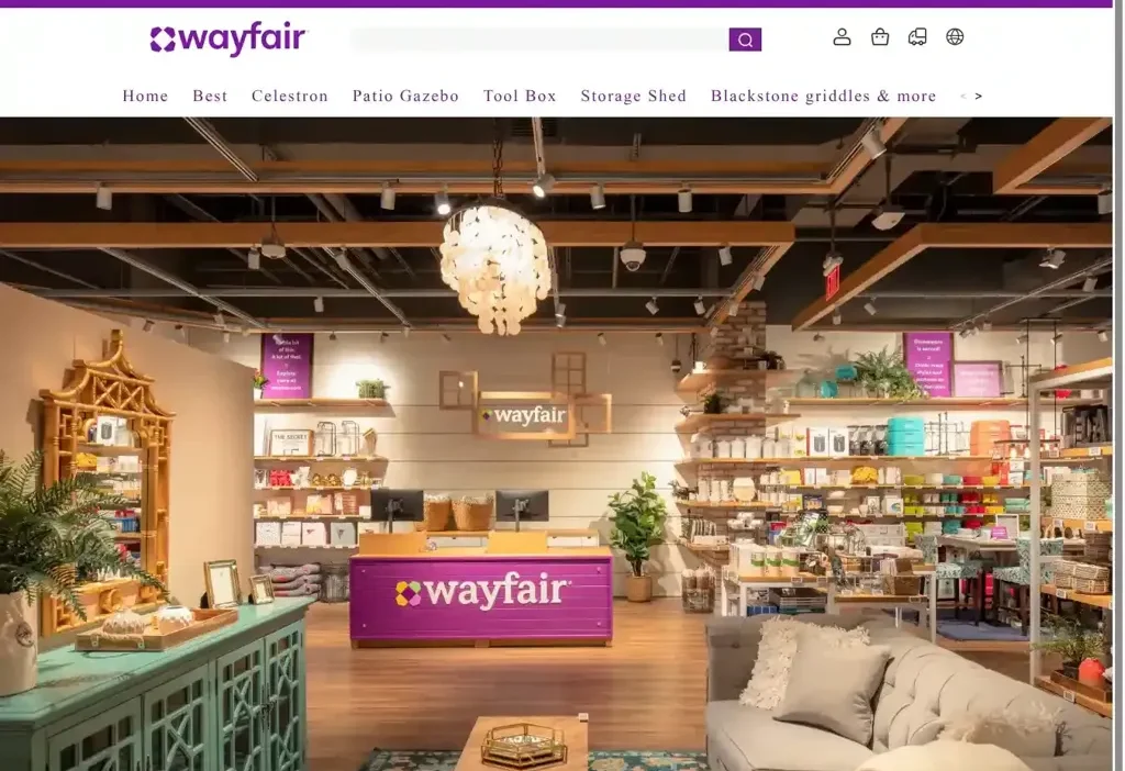 Screenshot of Non-Delivery scam website "Wayfairsaleuss.com"