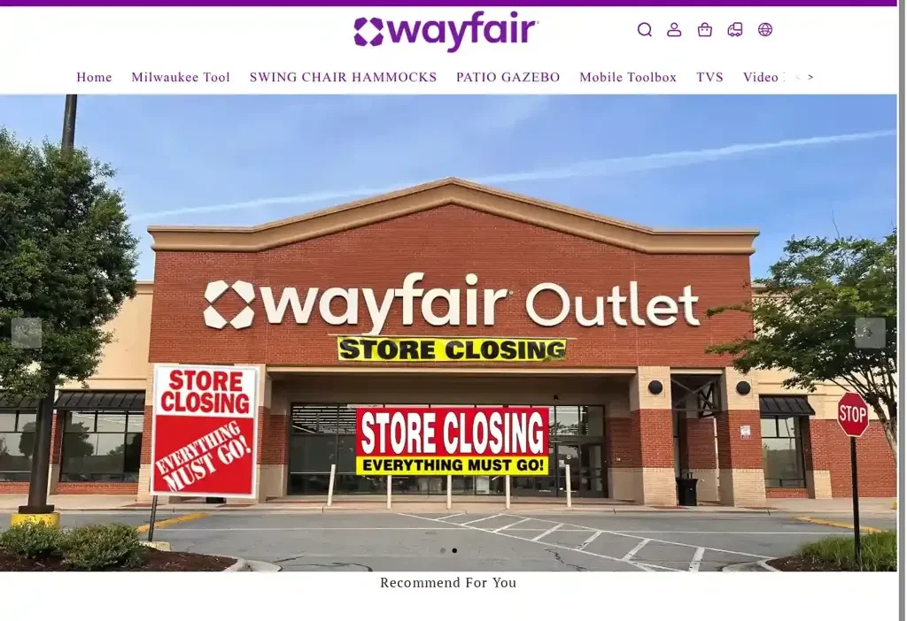 Screenshot of Non-Delivery scam website "Wayfarshopper.com"