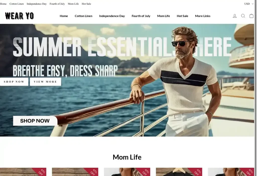 Screenshot of Non-Delivery scam website "Wearyofashion.com"