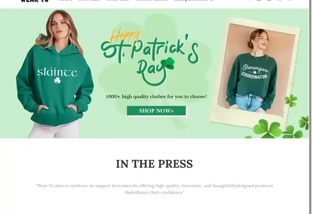 Screenshot of Non-Delivery scam website "Wearyoyo.com"