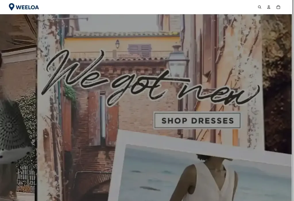 Screenshot of Non-Delivery scam website "Weeloa.com"