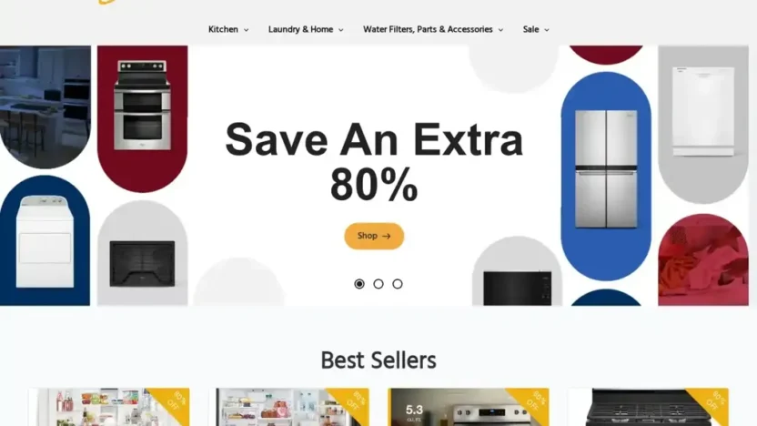 Screenshot of Non-Delivery scam website "Whirlpoolofficial.com"