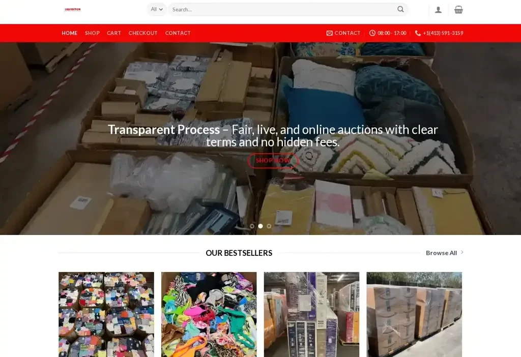 Screenshot of Non-Delivery scam website "Wholesaleauctionshouse.com"