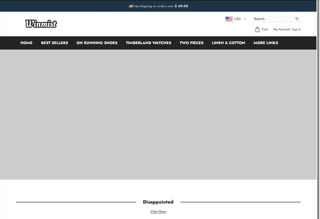 Screenshot of Non-Delivery scam website "Winmist.vip"
